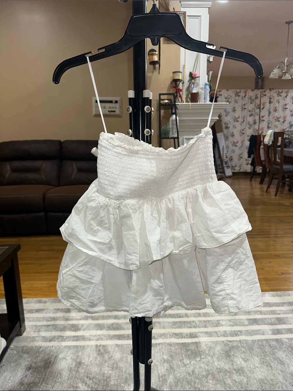 White Ruffled Tiered Mini Shirt